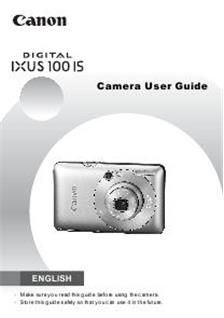 Canon Digital Ixus 100 IS manual. Camera Instructions.